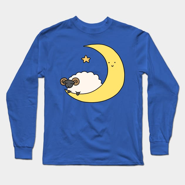 Crescent Moon Ram Long Sleeve T-Shirt by saradaboru